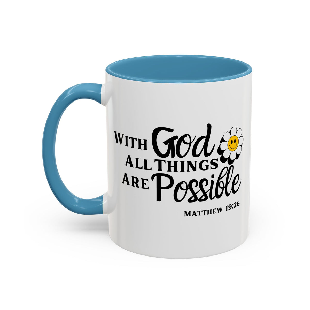 Inspirational Coffee Mug With God All Things Are Possible| 11oz Accent Coffee Cup