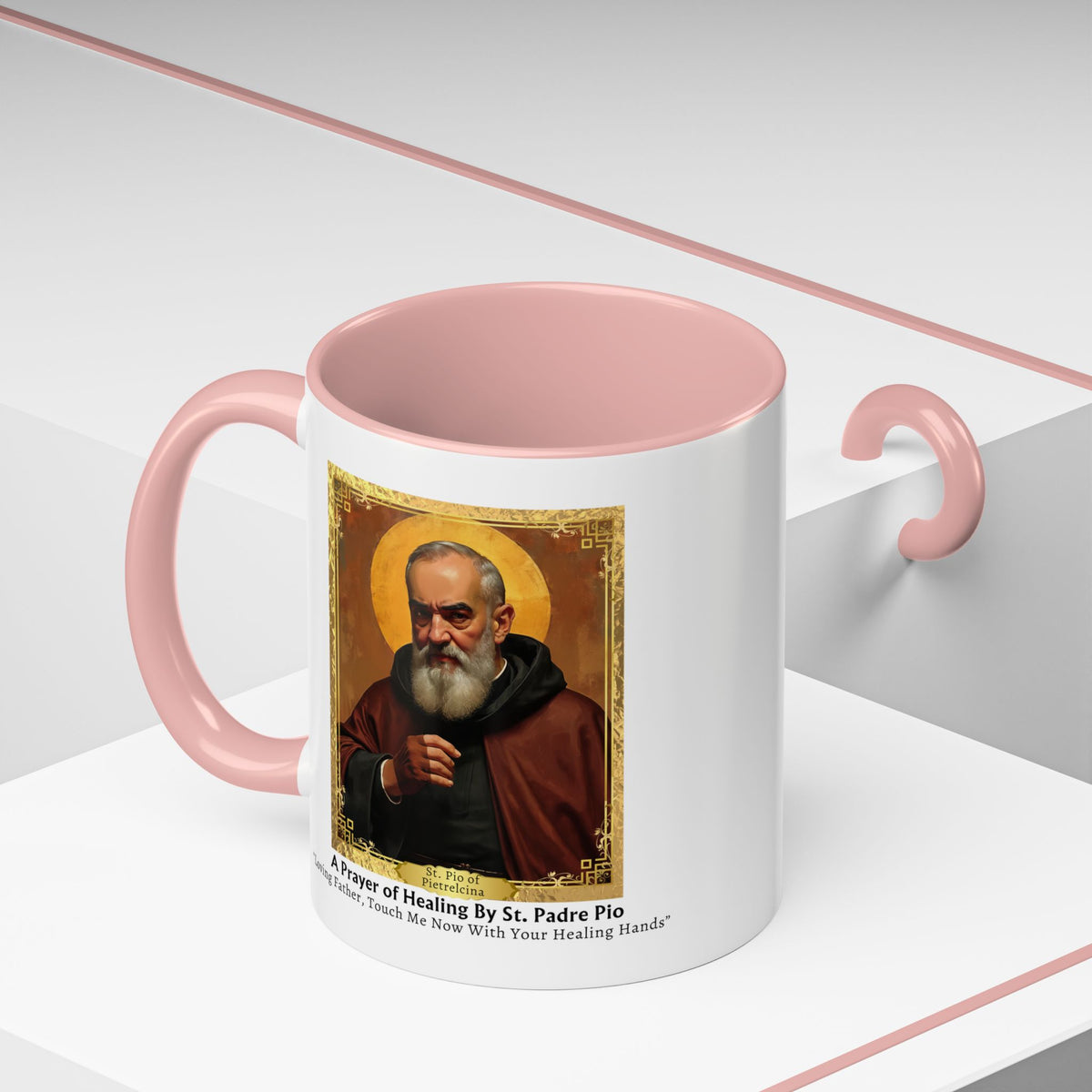 St. Padre Pio Healing Prayer Card Devotional Coffee Mug - 11oz Accent Cup