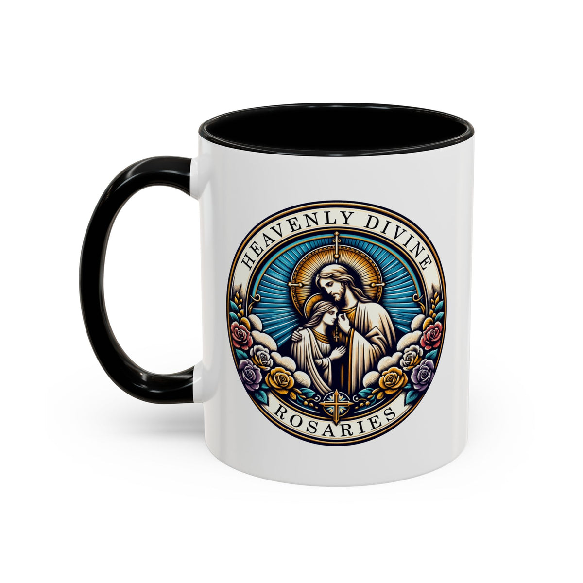 Heavenly Divine Rosaries Logo Coffee Cup 11oz Cereamic Accent Color Mug