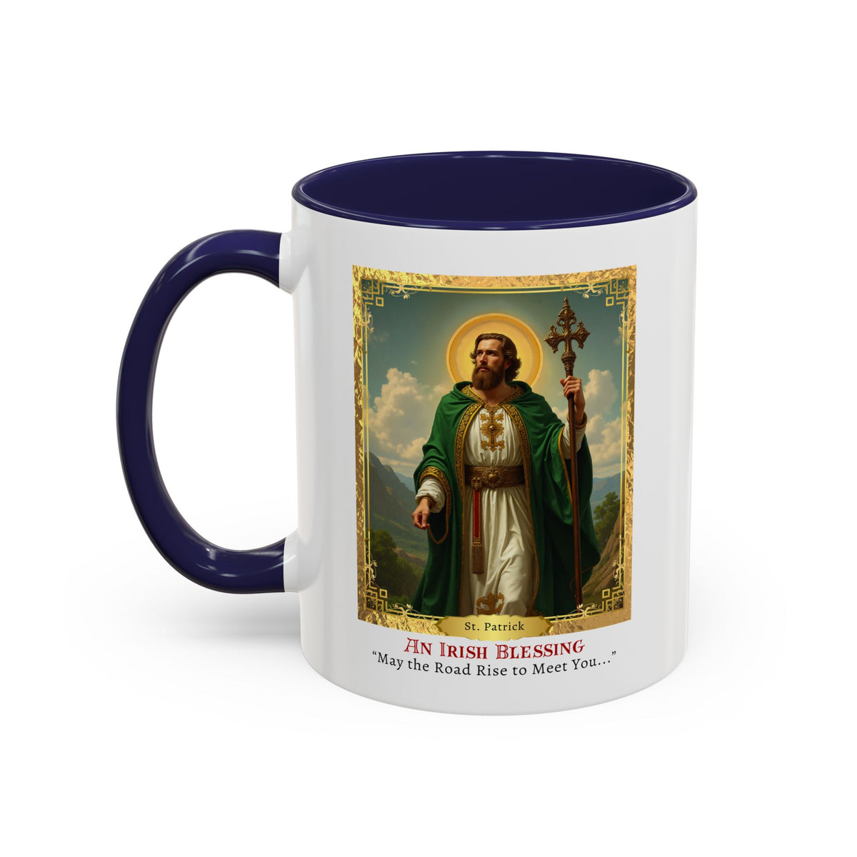 St. Patrick Irish Blessing Prayer Card Devotional Coffee Mug - 11oz Accent Cup