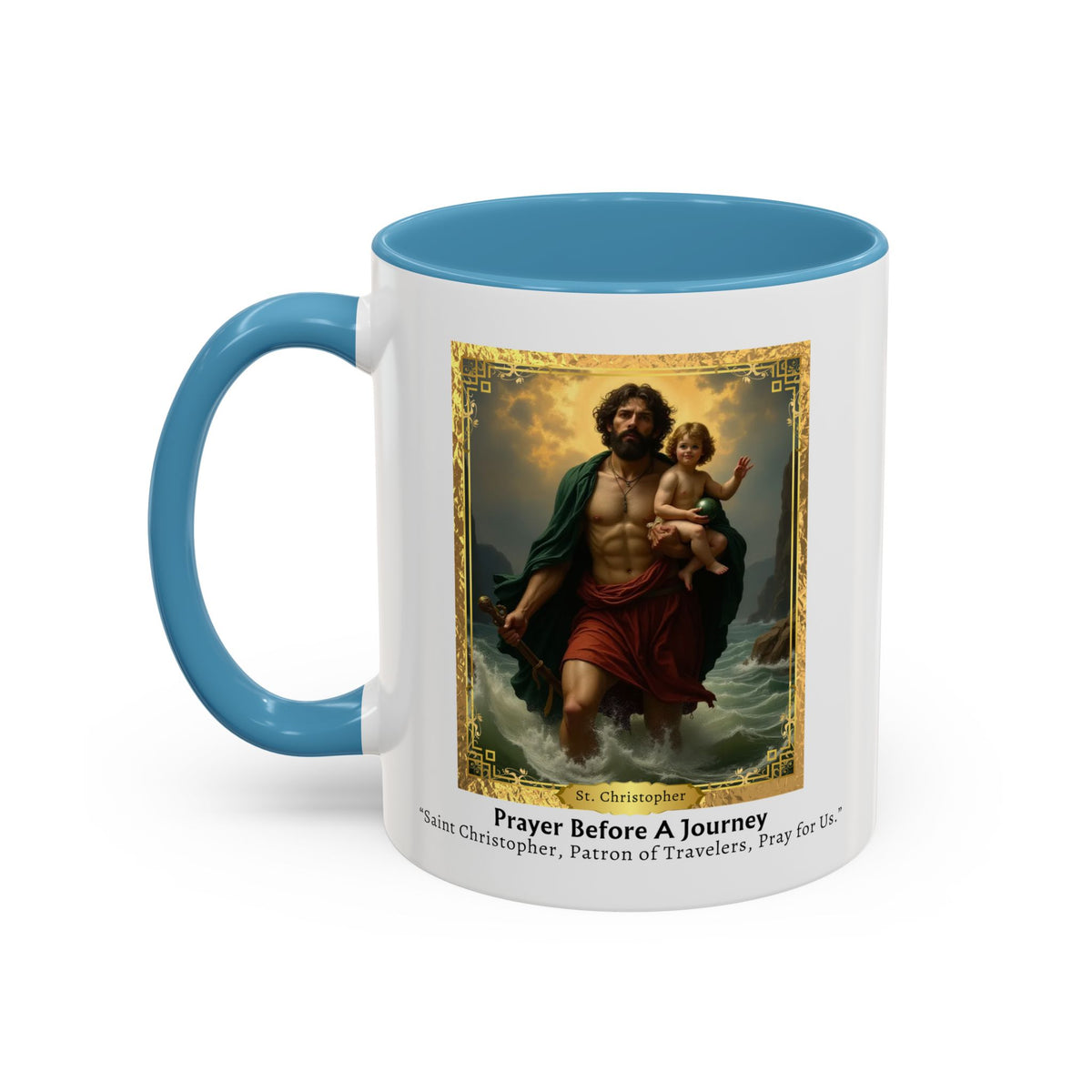 St. Christopher Traveller Prayer Card Devotional Coffee Mug - 11oz Accent Cup