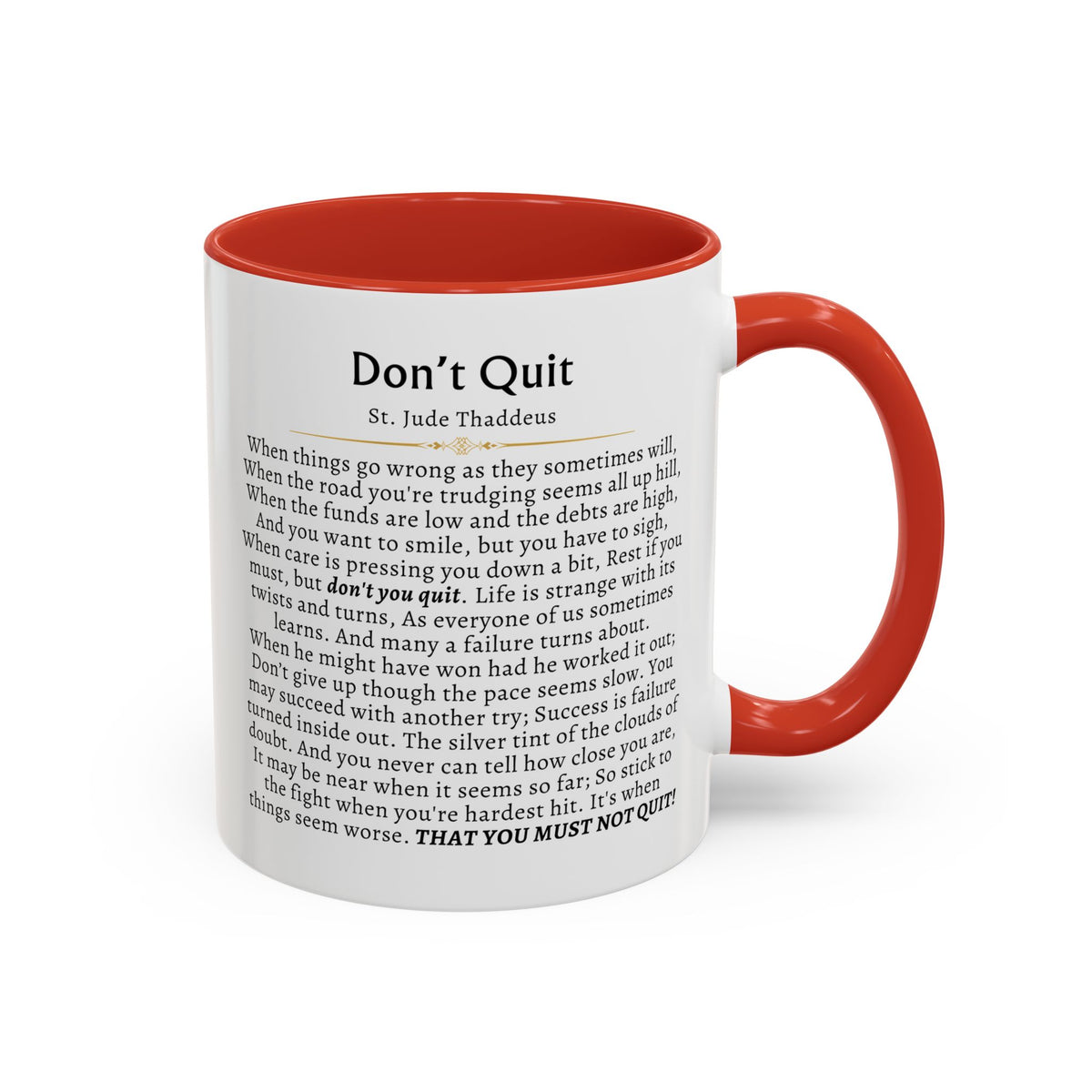 St. Jude Thaddeus Don't Quit Prayer Card Devotional Coffee Mug - 11oz Accent Cup