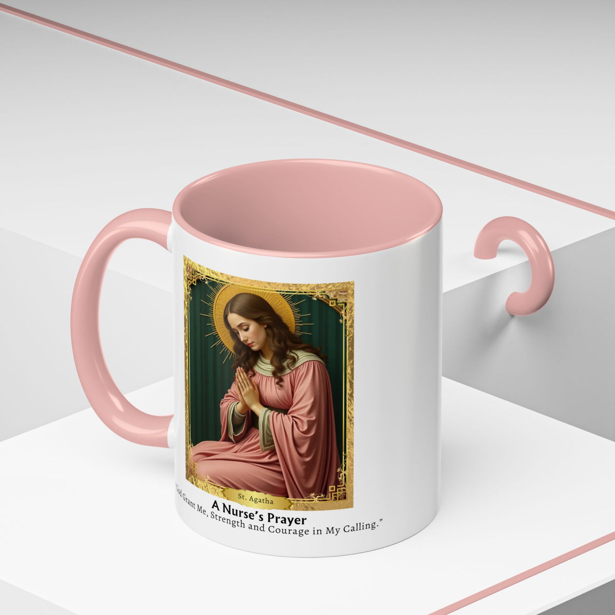 St. Agatha Nurse's Prayer Card Devotional Coffee Mug - Accent Mug 11oz