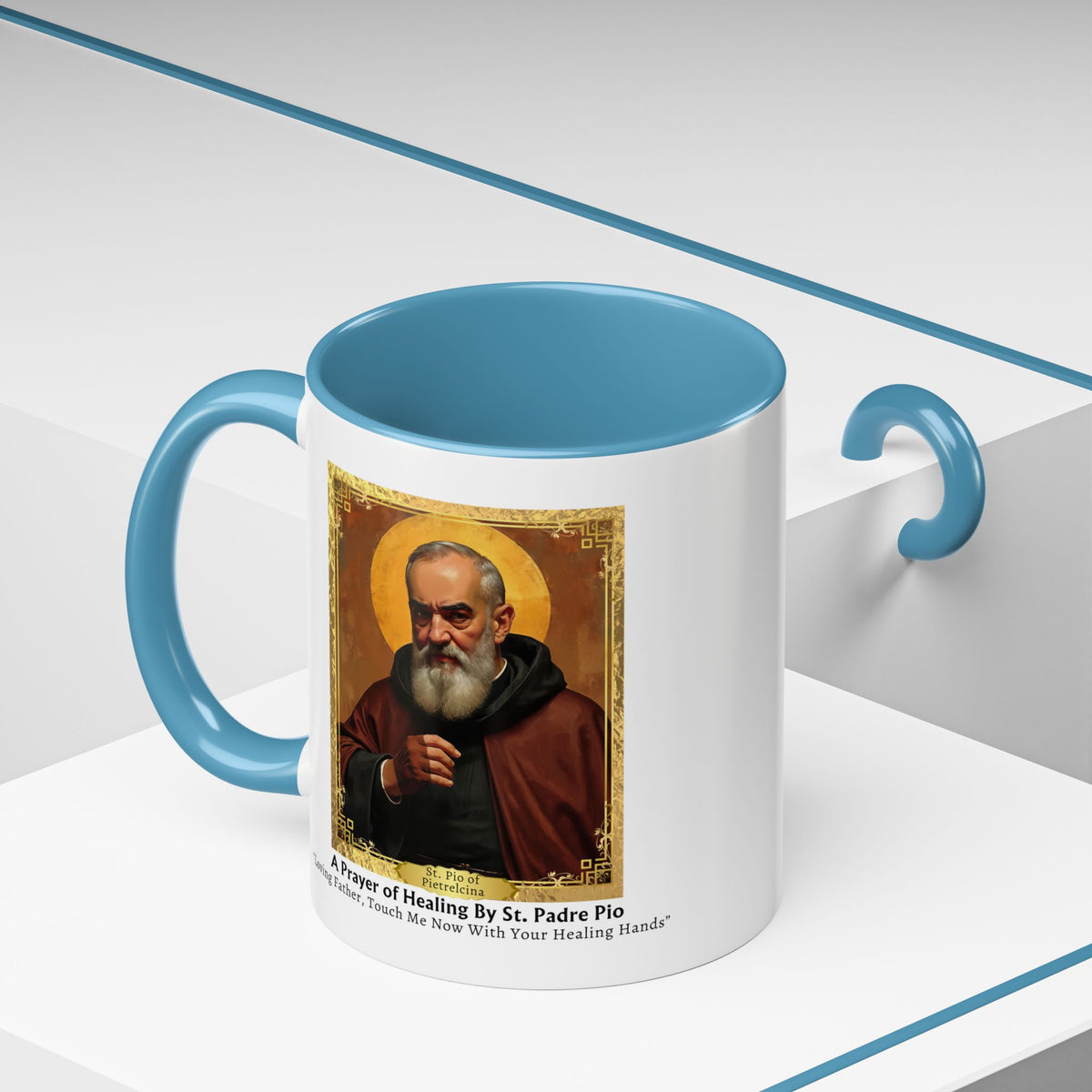 St. Padre Pio Healing Prayer Card Devotional Coffee Mug - 11oz Accent Cup