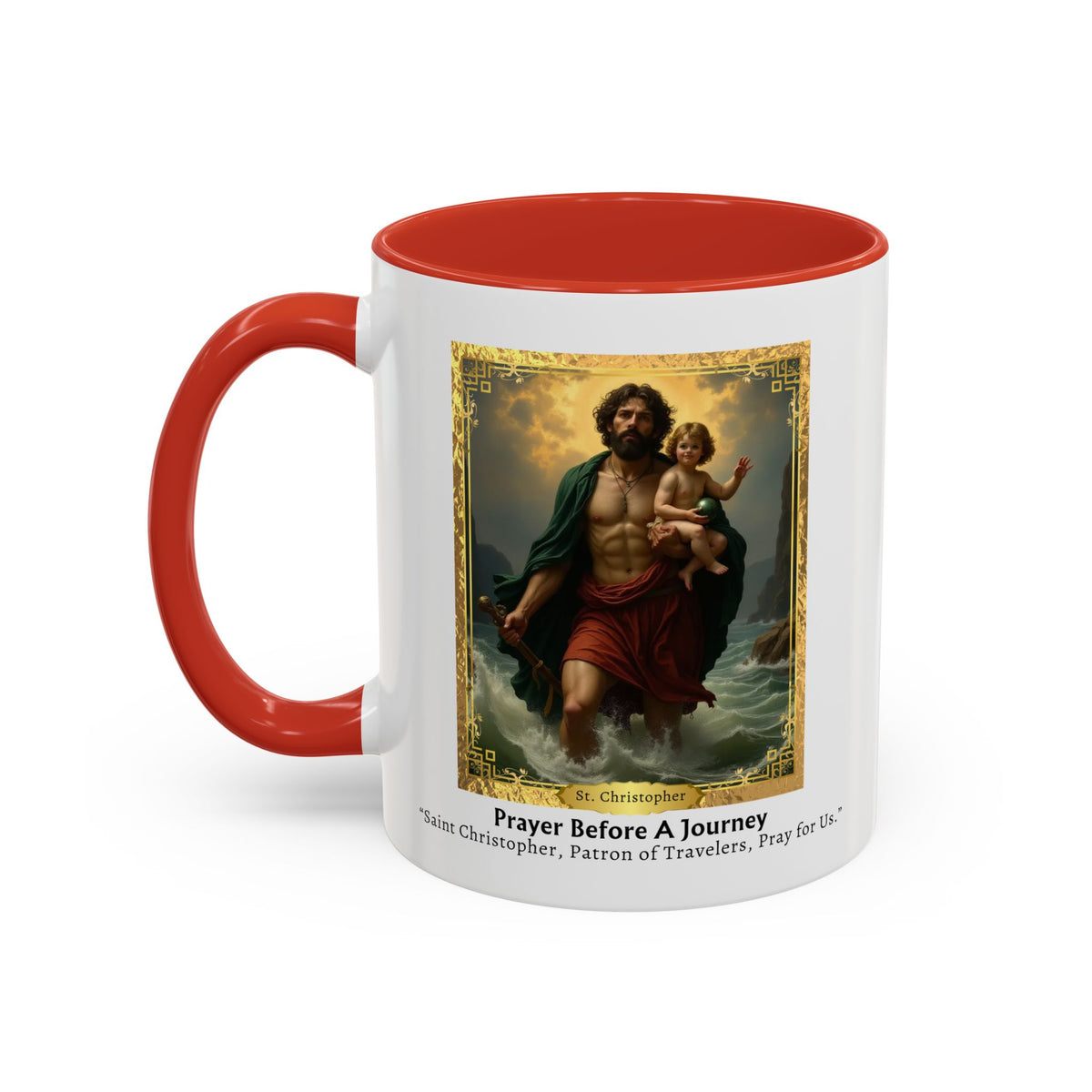 St. Christopher Traveller Prayer Card Devotional Coffee Mug - 11oz Accent Cup