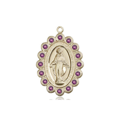 Birthstone 14kt Gold Miraculous Pendant W/Amethyst Crystals, Bliss Manufacturing