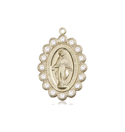 Birthstone 14kt Gold Miraculous Pendant W/Crystals, Bliss Manufacturing