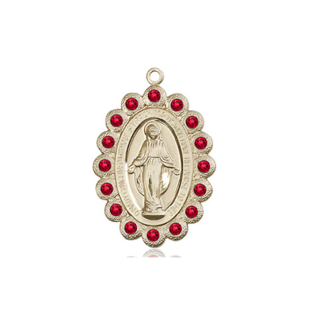 Bliss Birthstone 14kt Gold Miraculous Pendant w/Ruby Crystals,