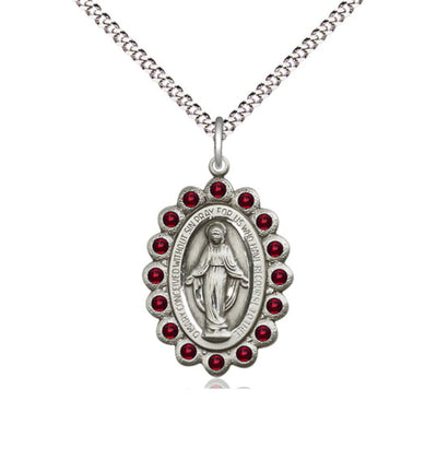 Birthstone Pewter Miraculous Pendant W/Garnet Crystals, Bliss Manufacturing
