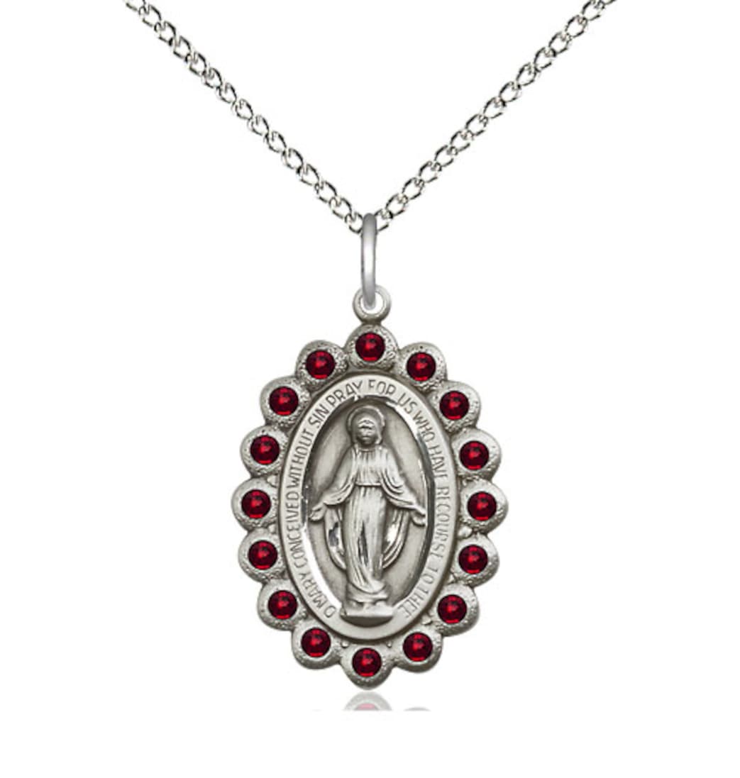 Bliss Birthstone Sterling Silver Miraculous Pendant w/Garnet Crystals,