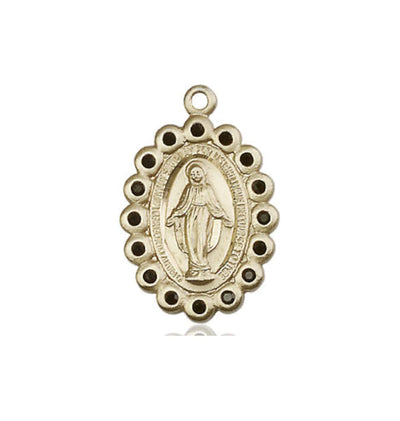 Birthstone 14kt Gold Miraculous Pendant W/Jet Crystals, Bliss Manufacturing