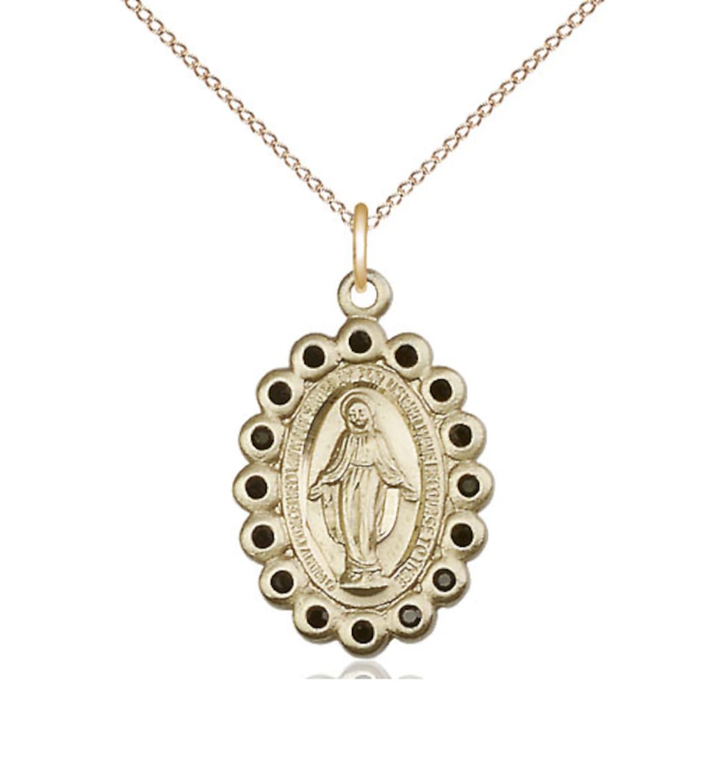 Bliss Gold-filled Miraculous Pendant w/Jet Crystals,