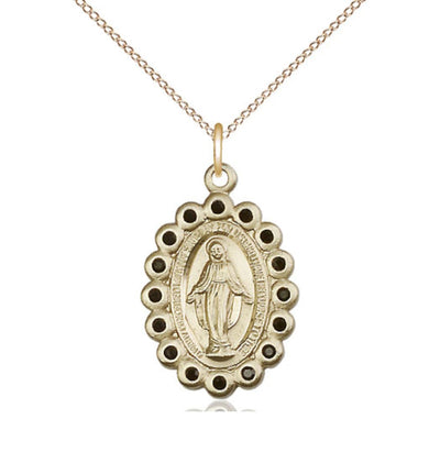 Gold-Filled Miraculous Pendant W/Jet Crystals, Bliss Manufacturing