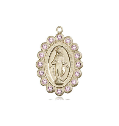 Birthstone 14kt Gold Miraculous Pendant W/Light Amethyst Crystals, Bliss Manufacturing