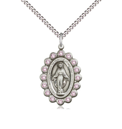 Birthstone Pewter Miraculous Pendant W/Light Amethyst Crystals, Bliss Manufacturing