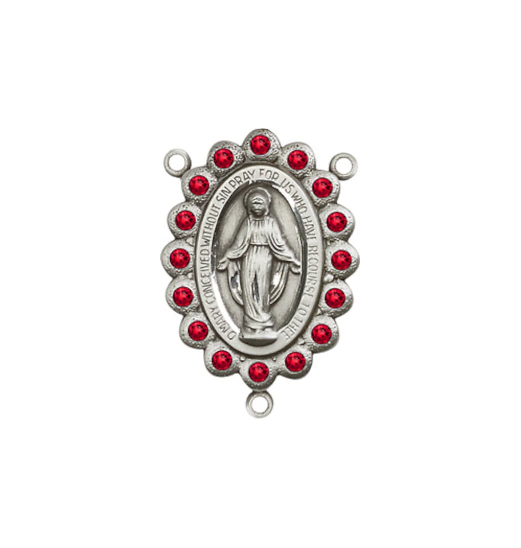 Bliss Silver-plated  Miraculous Austrian Ruby Crystal Center Rosary Part,