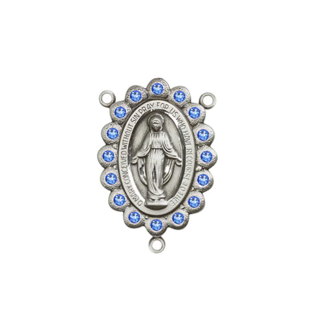 Bliss Silver-plated  Miraculous Austrian Sapphire Crystal Center Rosary Part,