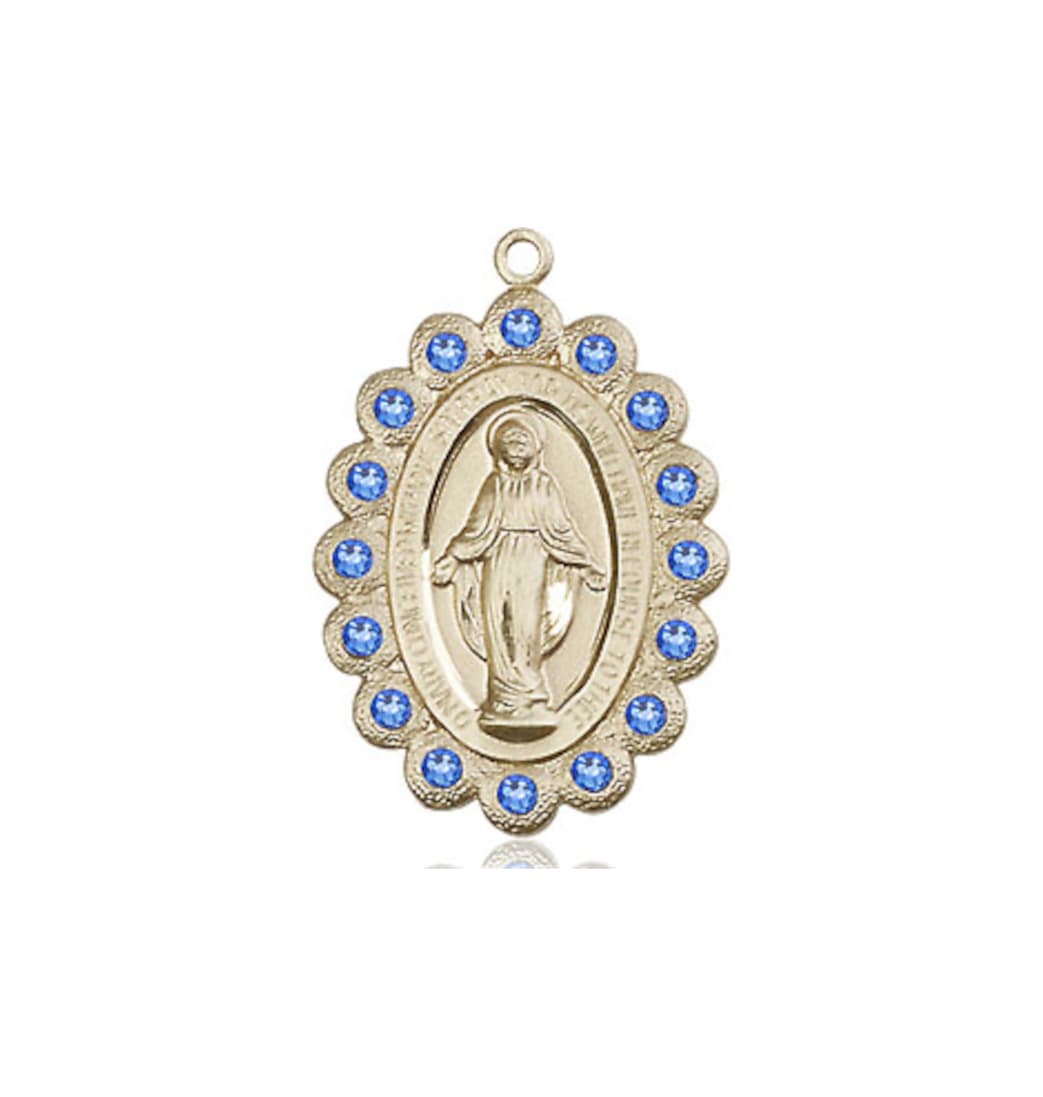 Bliss Birthstone 14kt Gold Miraculous Pendant w/Sapphire Crystals,