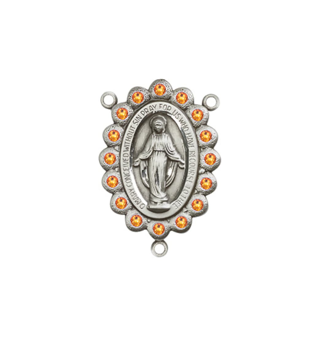 Bliss Silver-plated  Miraculous Austrian Topaz Crystal Center Rosary Part,