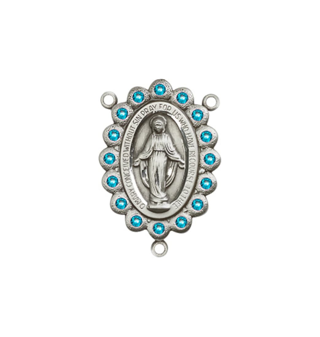 Bliss Silver-plated  Miraculous Austrian Zircon Crystal Center Rosary Part,