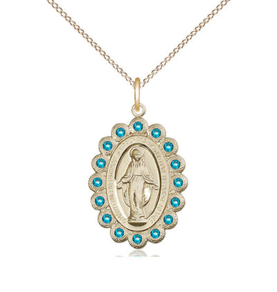 Birthstone Gold-Filled Miraculous Pendant W/Zircon Crystals, Bliss Manufacturing