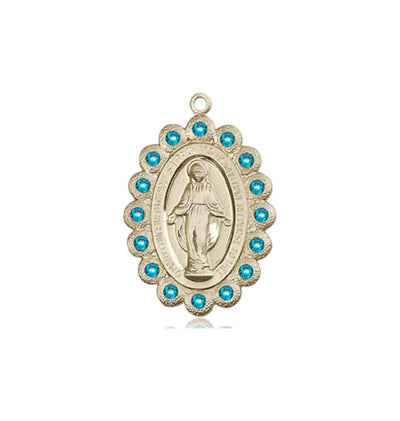Birthstone 14kt Gold Miraculous Pendant W/Zircon Crystals, Bliss Manufacturing