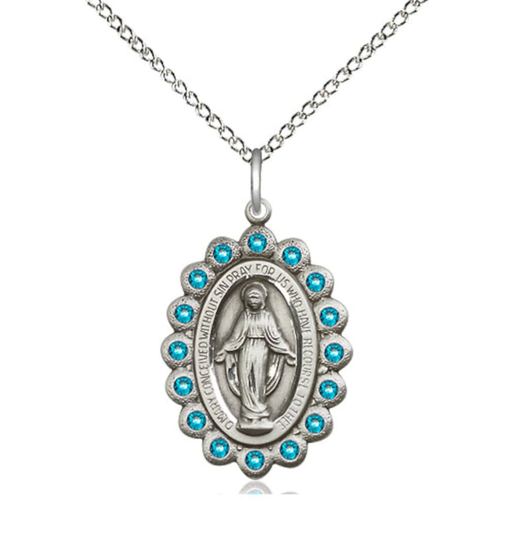 Bliss Birthstone Sterling Silver Miraculous Pendant w/Zircon Crystals,