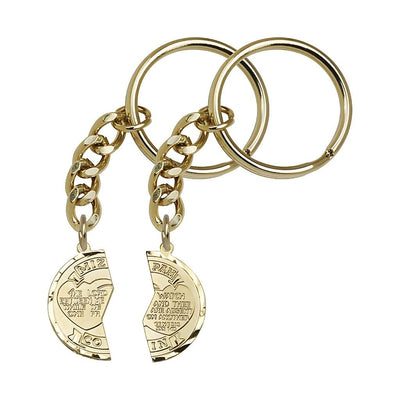 His and Her Coin Set Gold Tone Oval Key Chain, Made in USA, Bliss Manufacturing