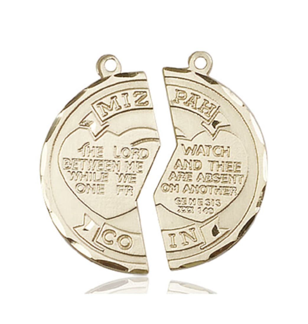 Bliss 14kt Gold Jewish Miz Pah Coin His and Her Medal Set,