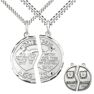 His/Her Sterling Silver Miz Pah Coin Set Coast Guard on Back, Bliss Manufacturing