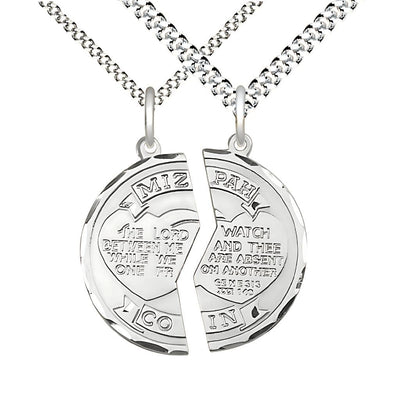Sterling Silver Jewish Miz Pah Coin His and Her Medal Set, Bliss Manufacturing