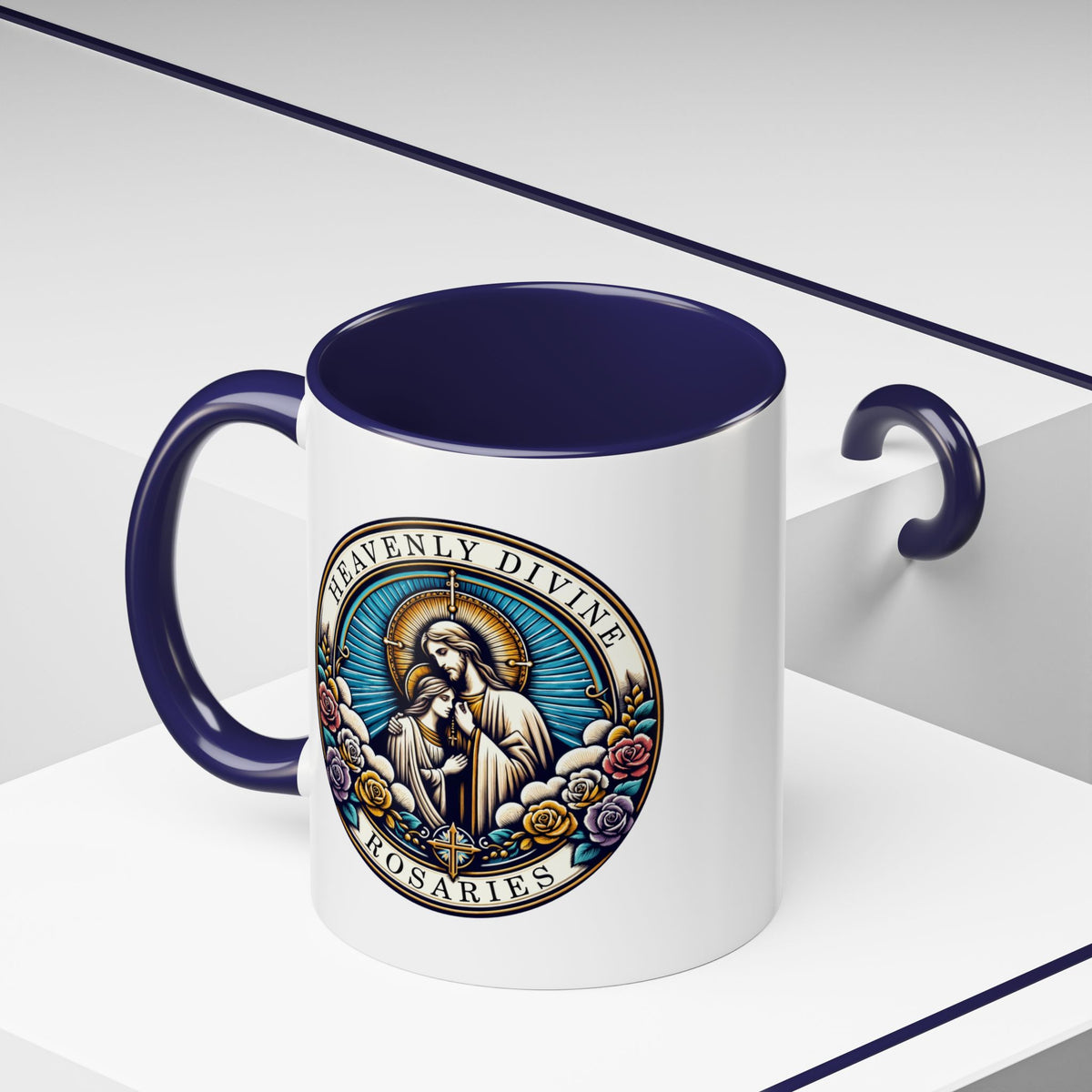 Heavenly Divine Rosaries Logo Coffee Cup 11oz Cereamic Accent Color Mug