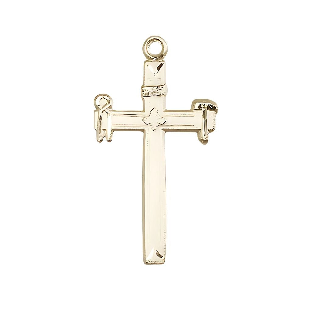 Bliss Carpenter Cross 14kt Gold Pendant, Measures 1 3/8-inch tall by 3/4-inch wide