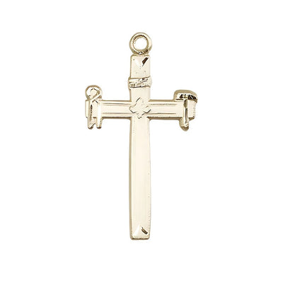 Carpenter Cross 14kt Gold Pendant, Measures 1 3/8-inch tall by 3/4-inch wide, Bliss Manufacturing