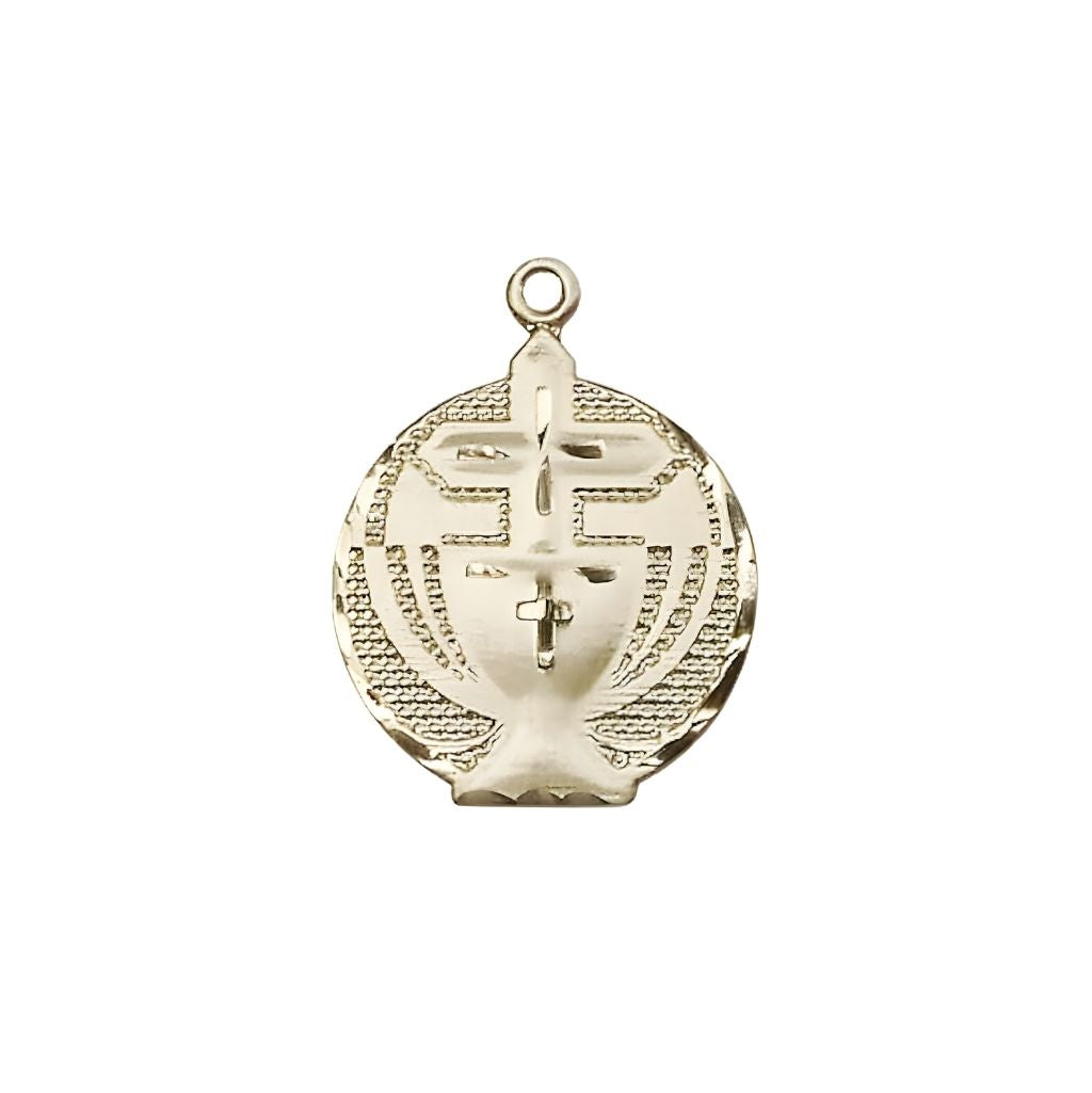 Bliss Communion Chalice and Cross 14kt Gold Pendant, Measures 7/8-inch tall by 5/8-inch wide