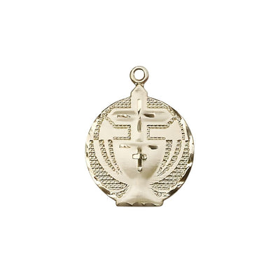 Communion Chalice and Cross 14kt Gold Pendant, Measures 7/8-inch tall by 5/8-inch wide, Bliss Manufacturing