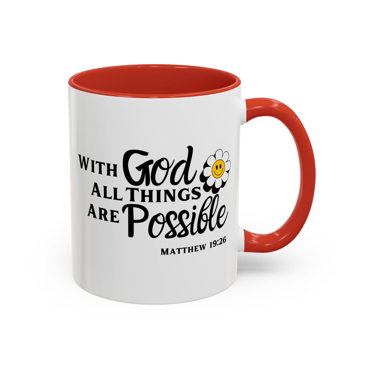 Inspirational Coffee Mug With God All Things Are Possible| 11oz Accent Coffee Cup