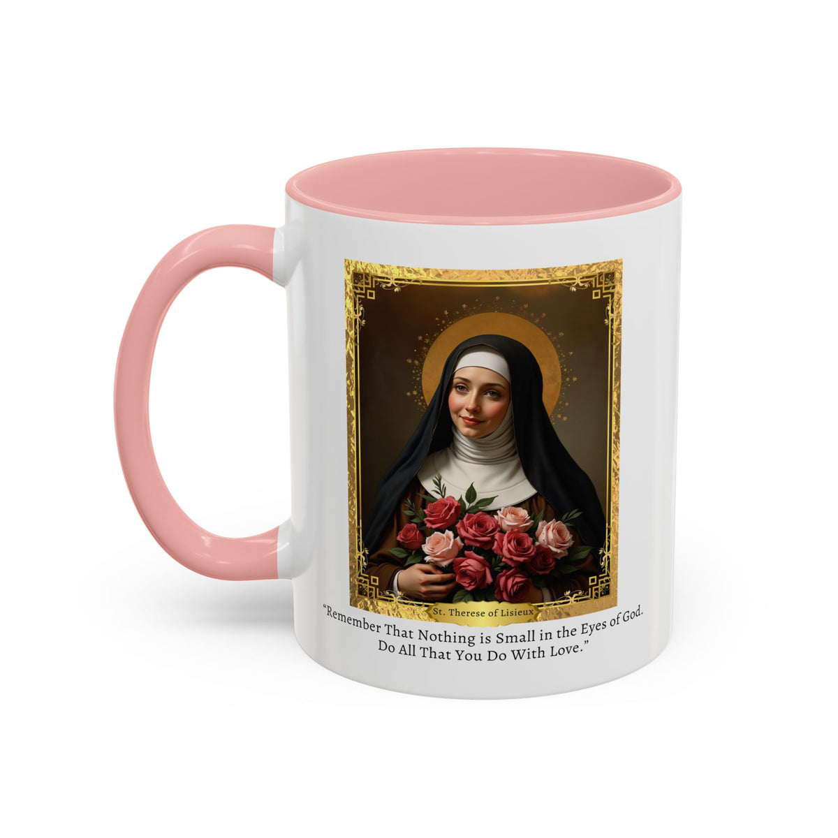 St. Therese of Lisieux Quote & Morning Prayer Card Devotional Coffee Mug - 11oz Little Flower Accent Cup