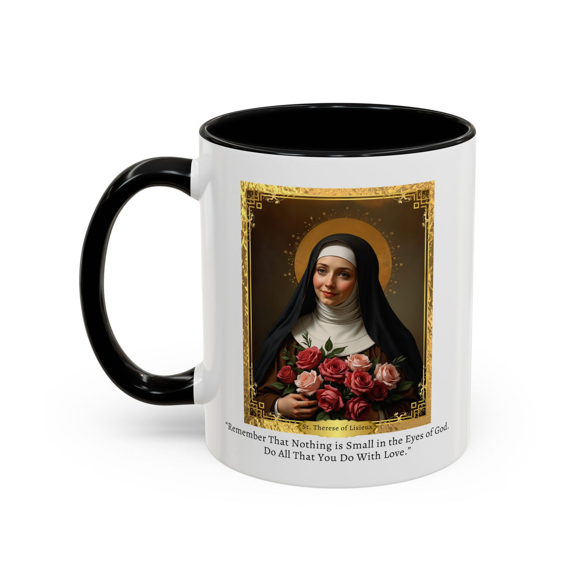 St. Therese of Lisieux Quote & Morning Prayer Card Devotional Coffee Mug - 11oz Little Flower Accent Cup