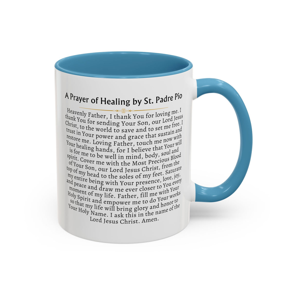 St. Padre Pio Healing Prayer Card Devotional Coffee Mug - 11oz Accent Cup