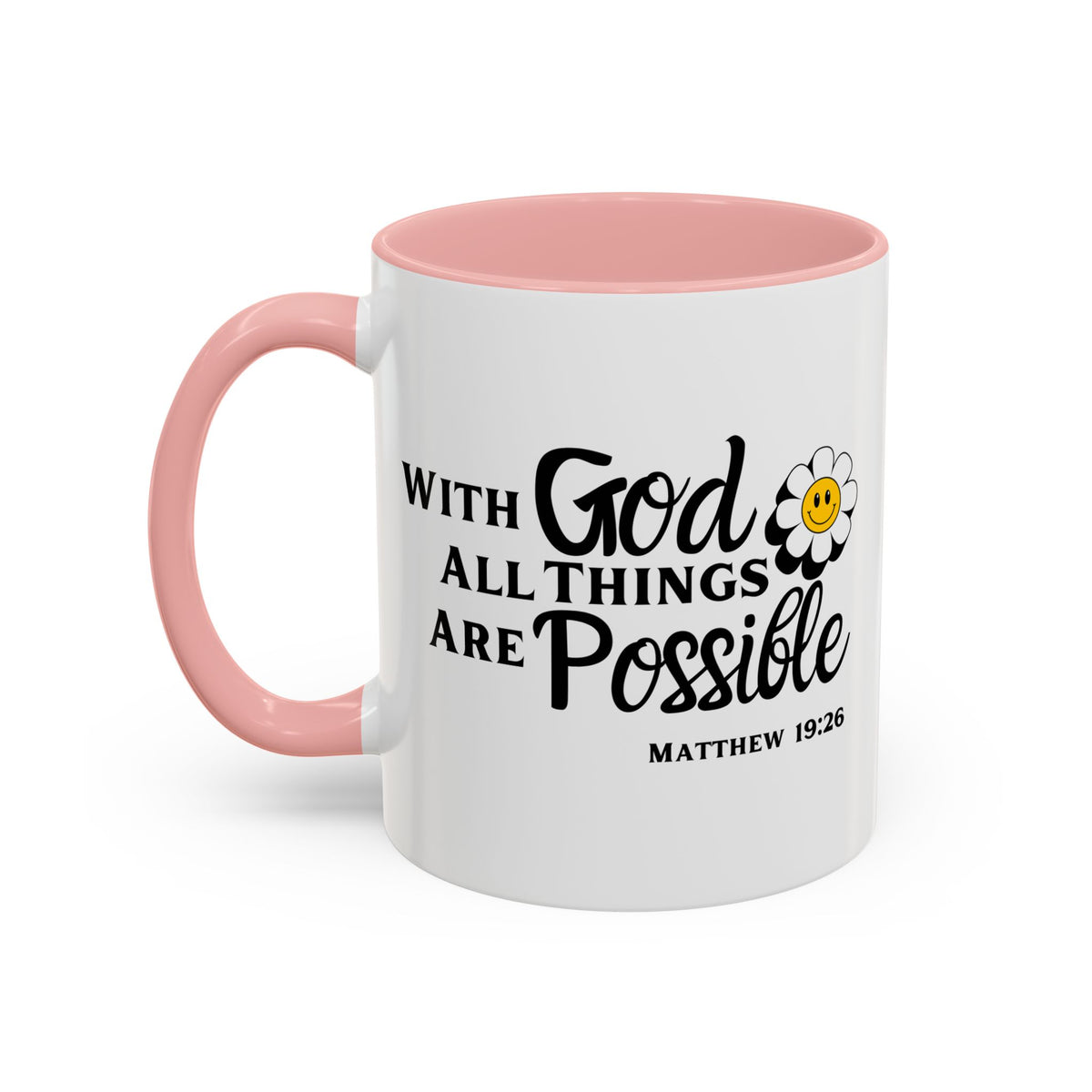 Inspirational Coffee Mug With God All Things Are Possible| 11oz Accent Coffee Cup