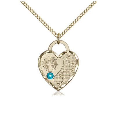 Dec Zircon Birthstone Gold-Filled Double Cross Pendant W/Austrian Crystal, Bliss Manufacturing