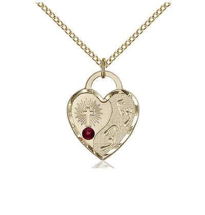 Garnet Birthstone Gold-Filled Double Cross Pendant W/Austrian Crystal, Bliss Manufacturing
