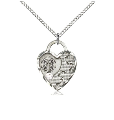 Birthstone Sterling Silver Double Cross Pendant W/Austrian Crystal, Bliss Manufacturing