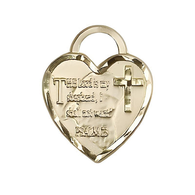 Lord is my Shepherd and Psalm 2314kt Gold Medal Pendant, Measures 3/4-inch tall by 5/8-inch wide, Bliss Manufacturing