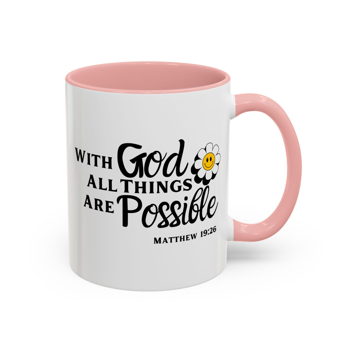 Inspirational Coffee Mug With God All Things Are Possible| 11oz Accent Coffee Cup