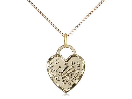 Bliss Small Gold Filled Graduation Heart Medal w/Cap and Diploma with Gold-filled Chain,