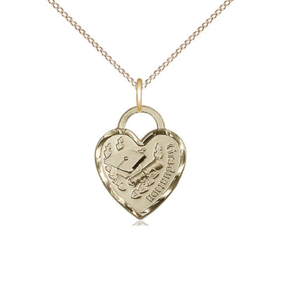 Small Gold Filled Graduation Heart Medal w/Cap and Diploma with Gold-filled Chain, Bliss Manufacturing
