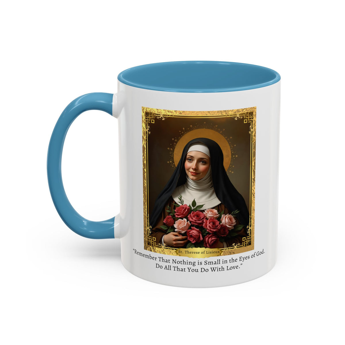 St. Therese of Lisieux Quote & Morning Prayer Card Devotional Coffee Mug - 11oz Little Flower Accent Cup