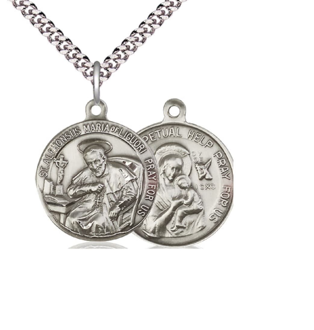 Bliss Manufacturing St Gerard and Our Lady Perpetual Sterling Silver Medal w/Chain,